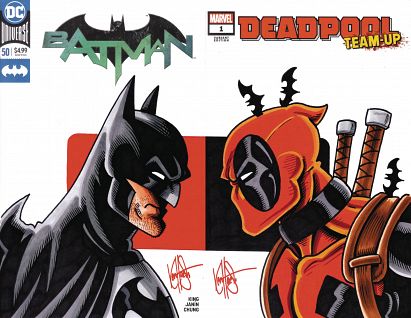DF MARVEL DC COMICS 2 PART HAESER DEADPOOL BATMAN SKETCH DF MARVEL DC COMICS 2 PART HAESER DEADPOOL BATMAN SKETCH